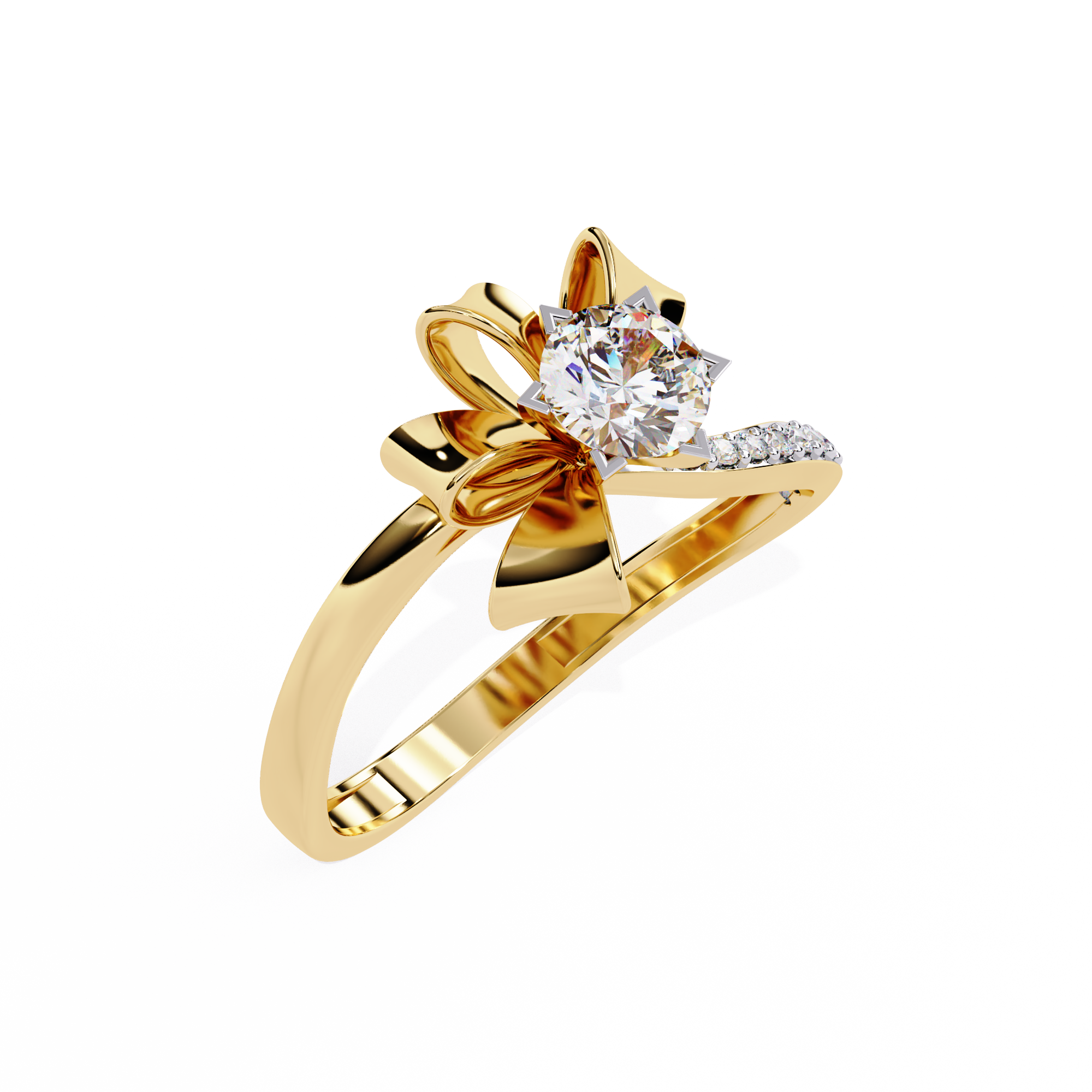Solitairekart 0.50ct Ribbon Bow Diamond Ring-HI Color, VS-SI Clarity